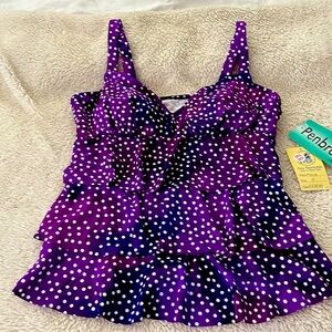 NWT RUFFLED TANKINI TOP WITH BUILT IN BRA